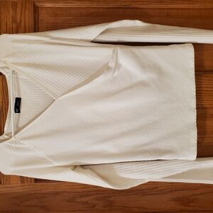 White Long Sleeve V-Neck Top